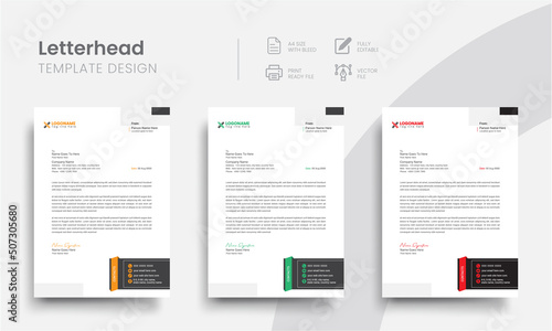 Professional letterhead business stationery template for corporate identity. Simple company letterhead and business letter layout with brand identity. Vol - 48