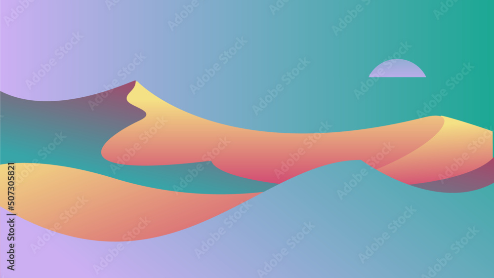 Colourfull abstract desert landscape background. Vector art illustration with subtle soft pastel color gradients Colourfull abstract desert landscape background. Vector art illustration with subtle soft pastel color gradients