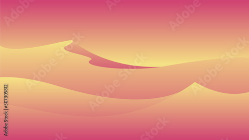 Flat sahara landscape design art vector illustration with desert 
