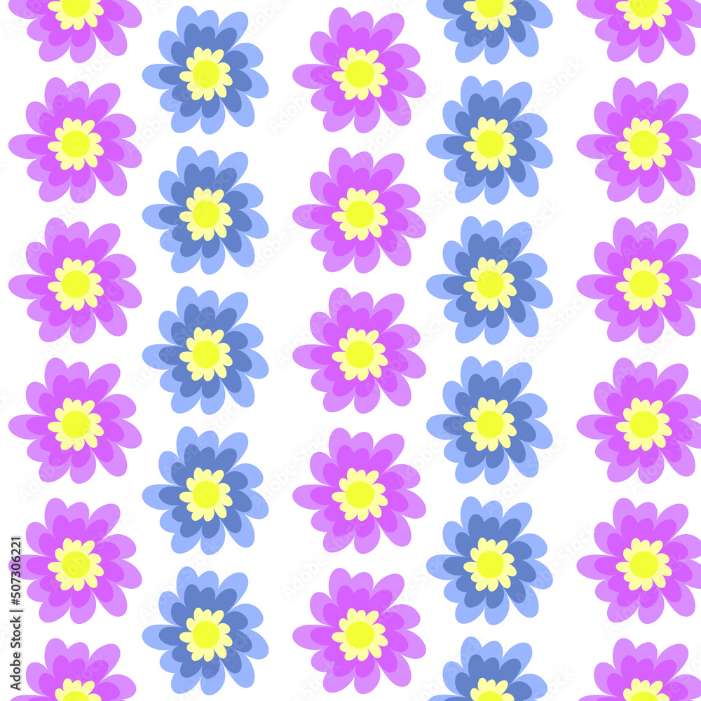 Seamless pattern with purple and blue flowers. A vector illustration for wrapping paper, print, poster and wallpapers. Seamless pattern with purple and blue flowers. A vector illustration for wrapping paper, print, poster and wallpapers.