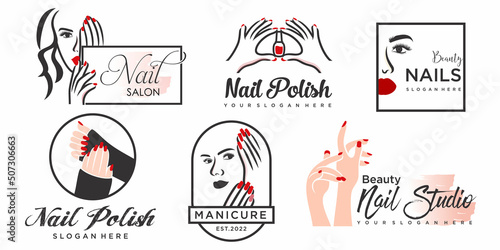 Nails art salon vector logo design vector