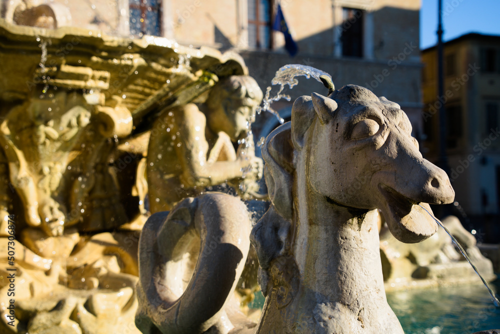 Pesaro, detail of the fountain on the main square