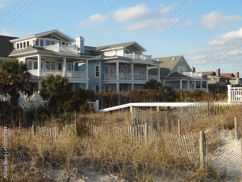 Homes along Wrightsville Beach in North Carolina