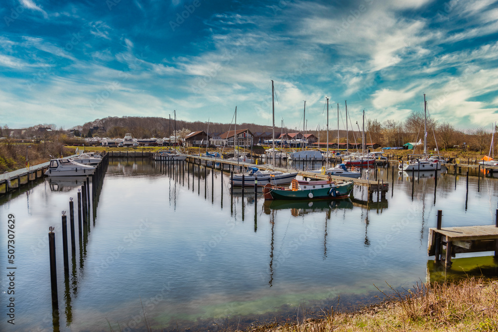 Small harbor in Schausende at Holnis Flensburg fjord between Denmark and Germany Small harbor in Schausende at Holnis Flensburg fjord between Denmark and Germany