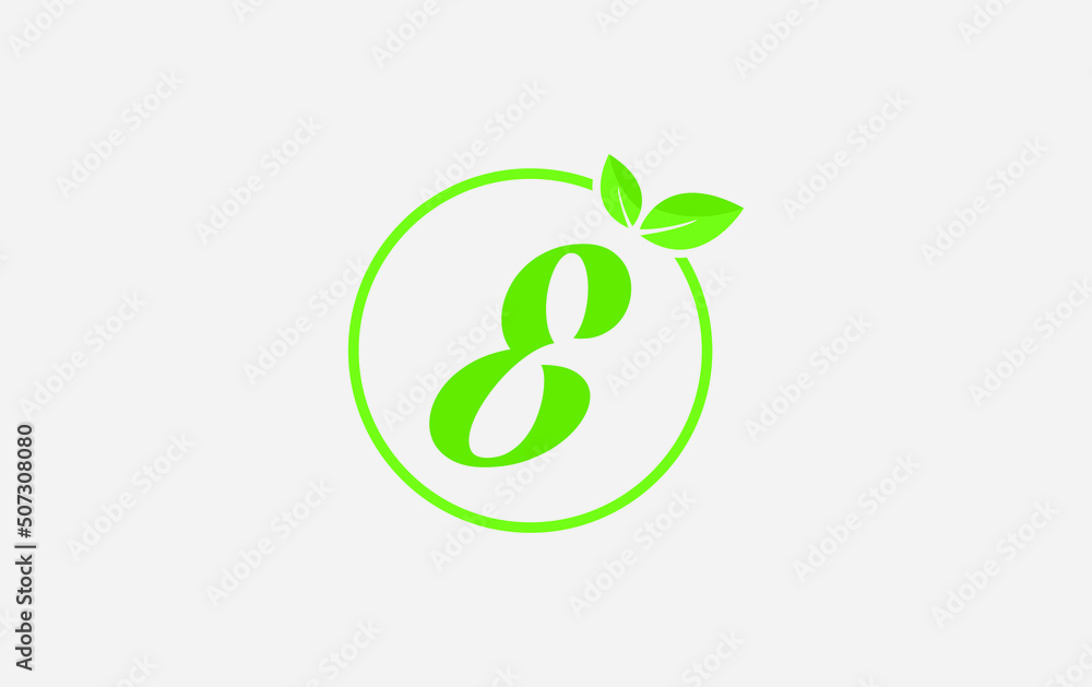 Fresh green leaf nature and healthy leaf logo design vector with the letter and alphabets E Fresh green leaf nature and healthy leaf logo design vector with the letter and alphabets E