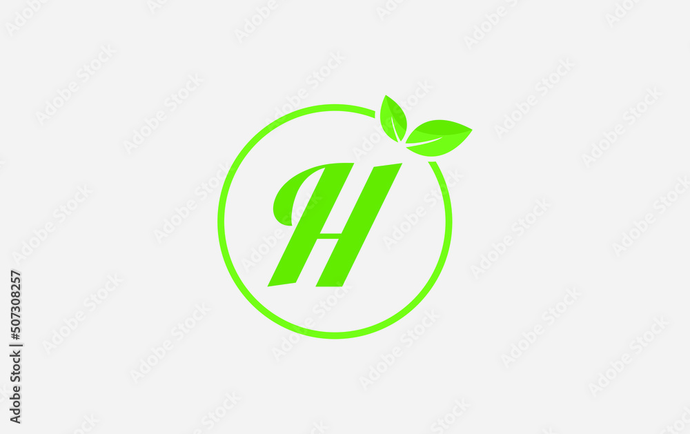 Fresh green leaf nature and healthy leaf logo design vector with the letter and alphabets H Fresh green leaf nature and healthy leaf logo design vector with the letter and alphabets H