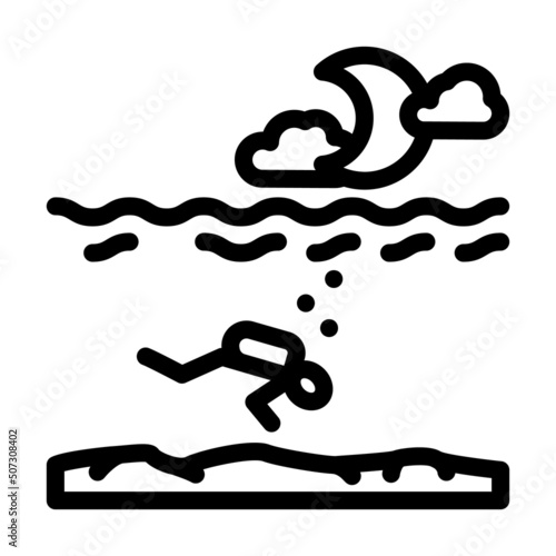 night diving course line icon vector. night diving course sign. isolated contour symbol black illustration