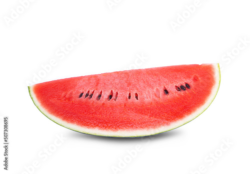 Fresh juicy watermelons with sliced that are ready to eat. isolated on white background.
