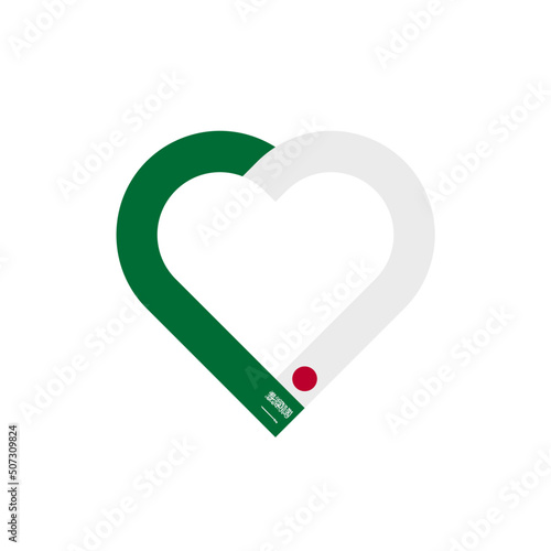 unity concept. heart ribbon icon of saudi arabia and japan flags. vector illustration isolated on white background	