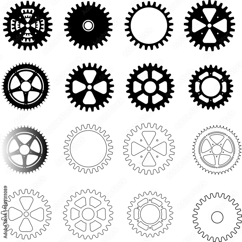 Vectorized bicycle gears for editing and graphics Vectorized bicycle gears for editing and graphics