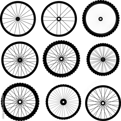 bicycle wheel vector set