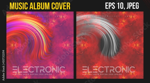 Music Album Cover for the Web Presentation. Colorful Vector Background. Abstract postcard set. Posters Template. Vinyl and CD DVD artwork design. Square flyers, banners, brochure, book. Music Single	