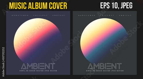 Music Album Cover for the Web Presentation. Colorful Vector Background. Abstract postcard set. Posters Template. Vinyl and CD DVD artwork design. Square flyers, banners, brochure, book. Music Single	