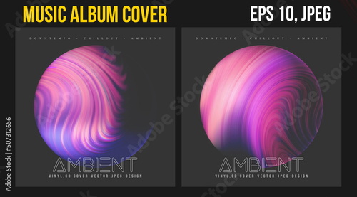 Music Album Cover for the Web Presentation. Colorful Vector Background. Abstract postcard set. Posters Template. Vinyl and CD DVD artwork design. Square flyers, banners, brochure, book. Music Single	