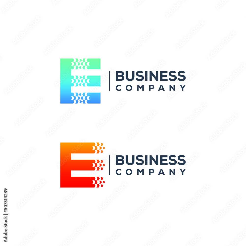 Abstract Letter E Logo design with Arrows Pointer shape for Logistics Delivery Express Company