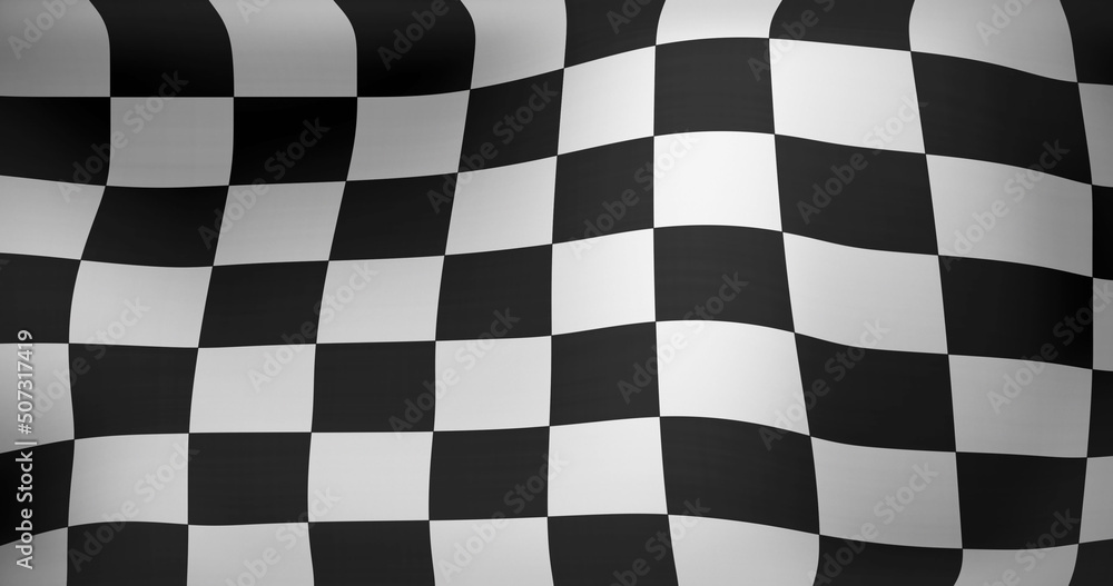 Image of checkered black and white finish line flag waving Image of checkered black and white finish line flag waving