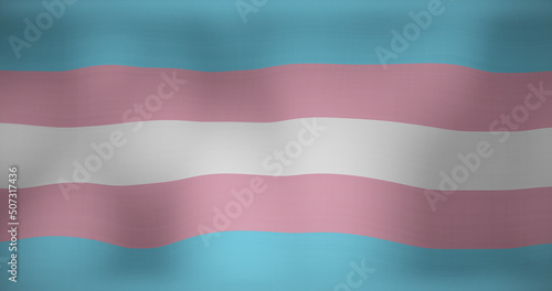 Image of lgbt flag with trans pride colours waving