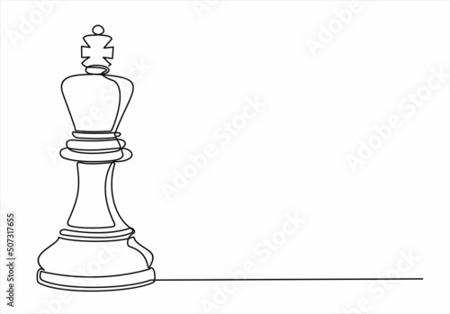 Queen, chess piece continuous one line art illustration. Can used for logo, emblem, slide show and banner. Illustration with quote template. 