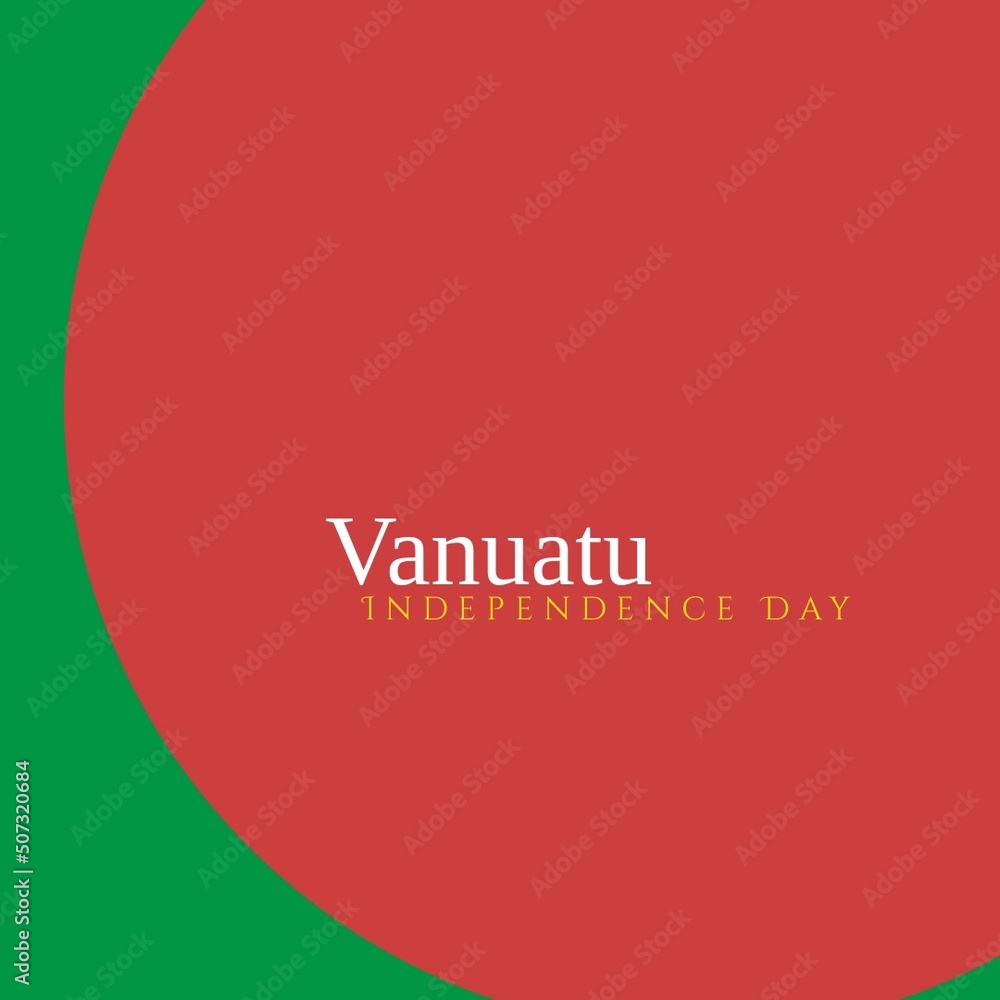 Illustrative image of vanuatu independence day text over red and green background, copy space