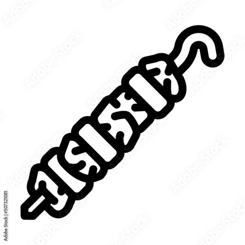 shashlik bbq fried meat line icon vector. shashlik bbq fried meat sign. isolated contour symbol black illustration