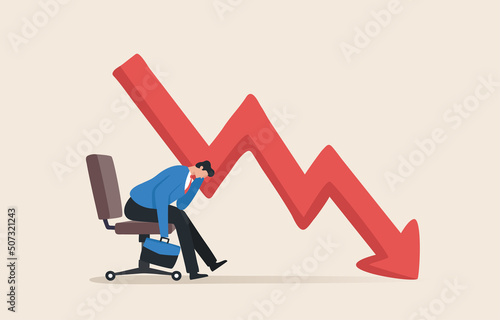 Disappointed with the investment financial crisis. Business bankruptcy. The stock price fell lower. .losing money..Businessman worrying about financial crisis.