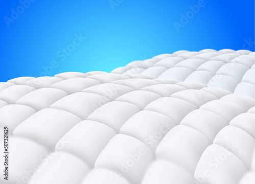 Close up absorbent fabric fiber sheet on blue background. Realistic EPS file.