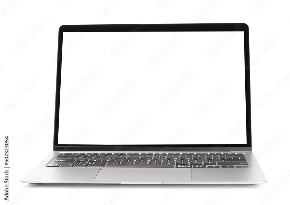 Laptop with blank screen on white background Laptop with blank screen on white background