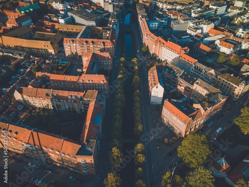 Fototapeta Views over Aarhus, Denmark in Jutland by Drone