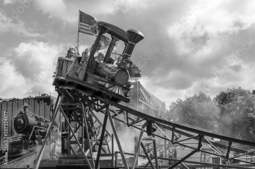 Monochrome runaway train photo