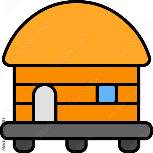 bungalow outline color icon