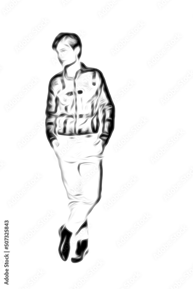 Fototapeta premium illustration of boy in pose isolated on white background