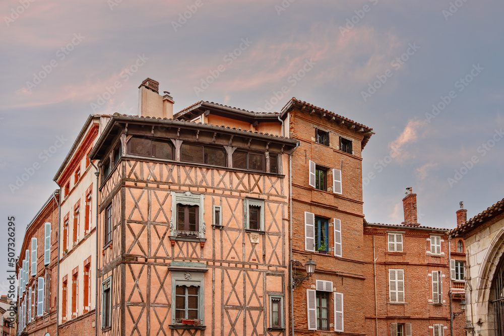 Fototapeta premium Picturesque houses in Carmes district Toulouse metropole France