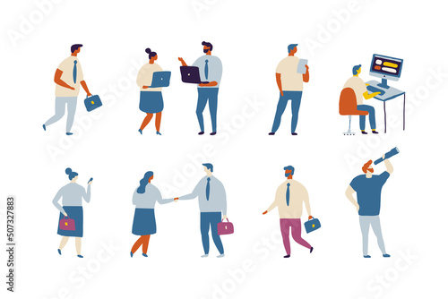 Teamwork. Business people flat vector collection.
