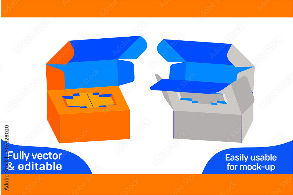 Mobile Box Model Mobile box dieline template and 3D box design Stock Vector | Adobe Stock