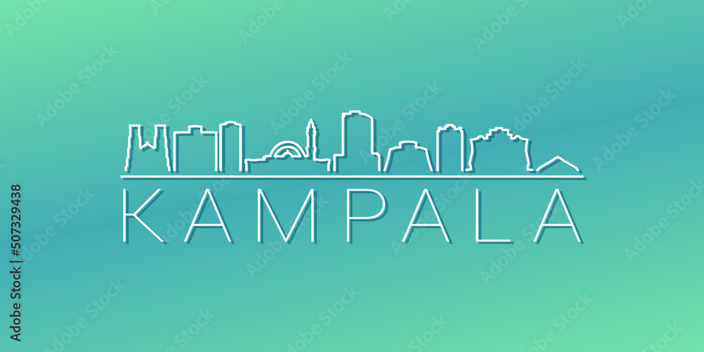 Fototapeta premium Kampala, Uganda Skyline Linear Design. Flat City Illustration Minimal Clip Art. Background Gradient Travel Vector Icon.