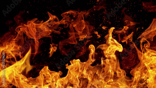 Fire abstract background with flames and copyspace.