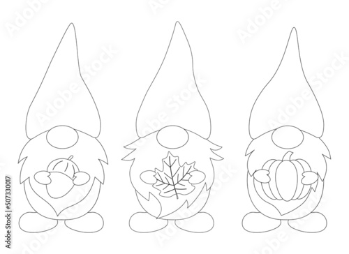 Fall Gnomes coloring vector illustration photo