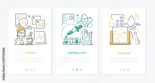 Chemistry and experiments - line design style banners set