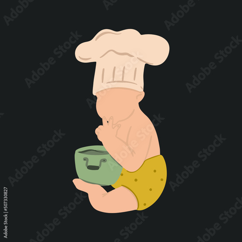 Baby chef, great design for any purposes. Cartoon illustration.