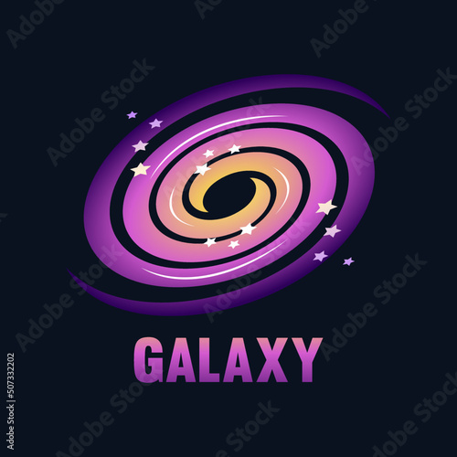 galaxy and universe logo and illustration template on isolated background