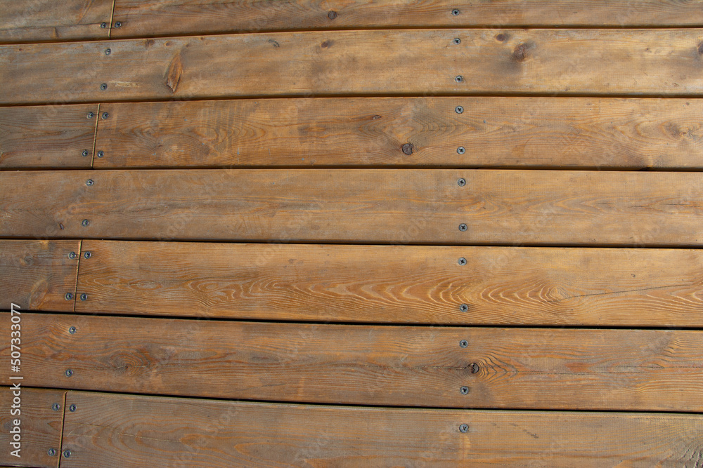 Obraz premium Brown wood plank wall texture background, top view