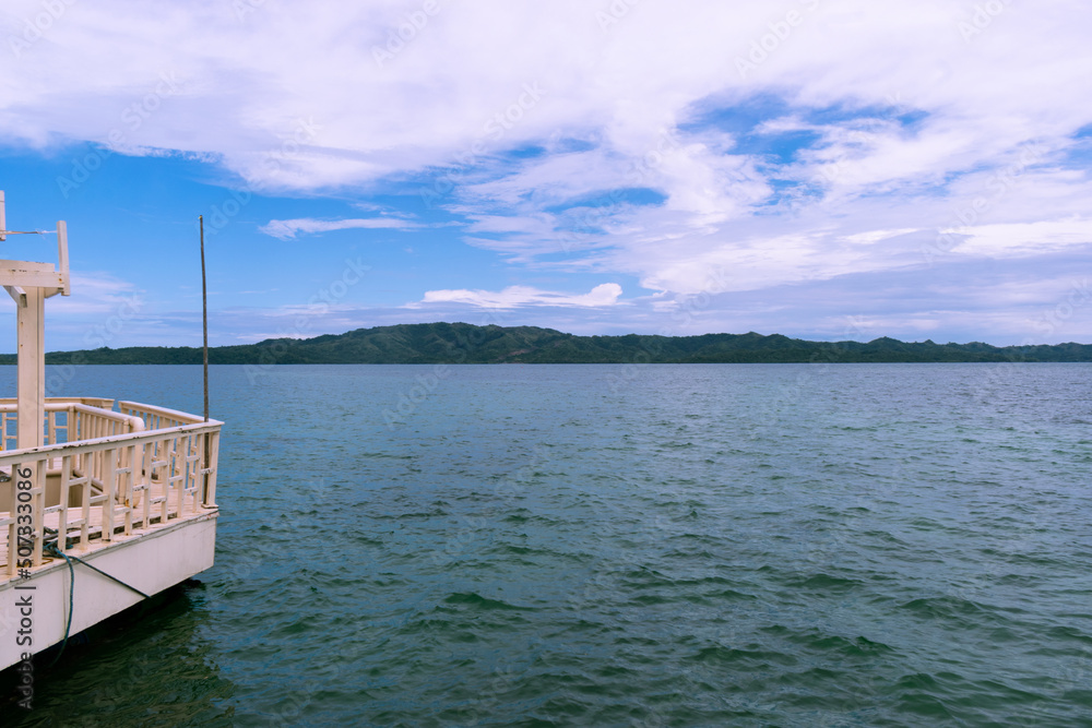 Floating house on the sea. Looc Fish Sanctuary, Romblon, Philippines Floating house on the sea. Looc Fish Sanctuary, Romblon, Philippines