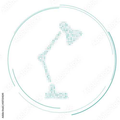 The table lamp symbol filled with teal dots. Pointillism style. Vector illustration on white background