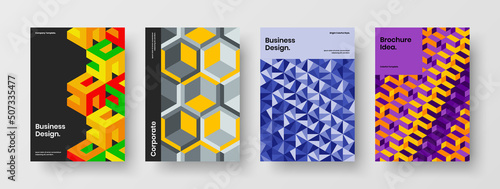 Isolated mosaic pattern corporate cover concept set. Abstract annual report design vector illustration bundle.