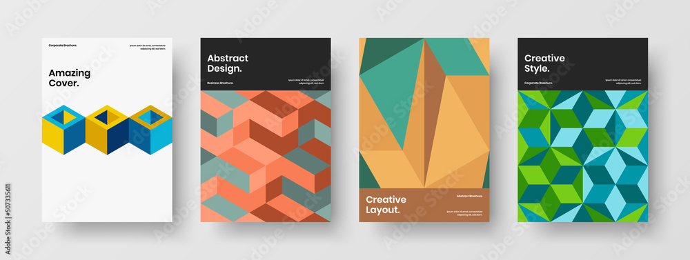 Isolated geometric shapes postcard illustration composition. Modern magazine cover A4 vector design concept collection.