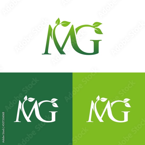 letter mg leaf icon vector template