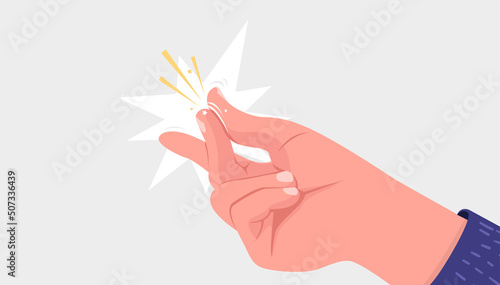 Finger snap. Hand with snapping finger gesture.