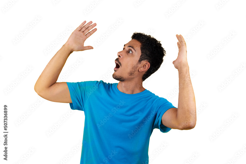 Black Man With Blue Shirt Isolated. Handsome young man making expressions. Black Man With Blue Shirt Isolated. Handsome young man making expressions.