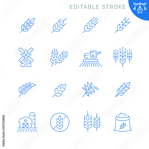Cereal grain related icons. Editable stroke. Thin vector icon set