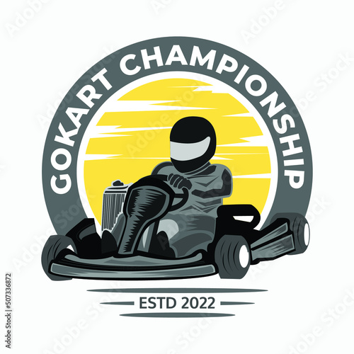 Gokart Championship simple illustration vector logo